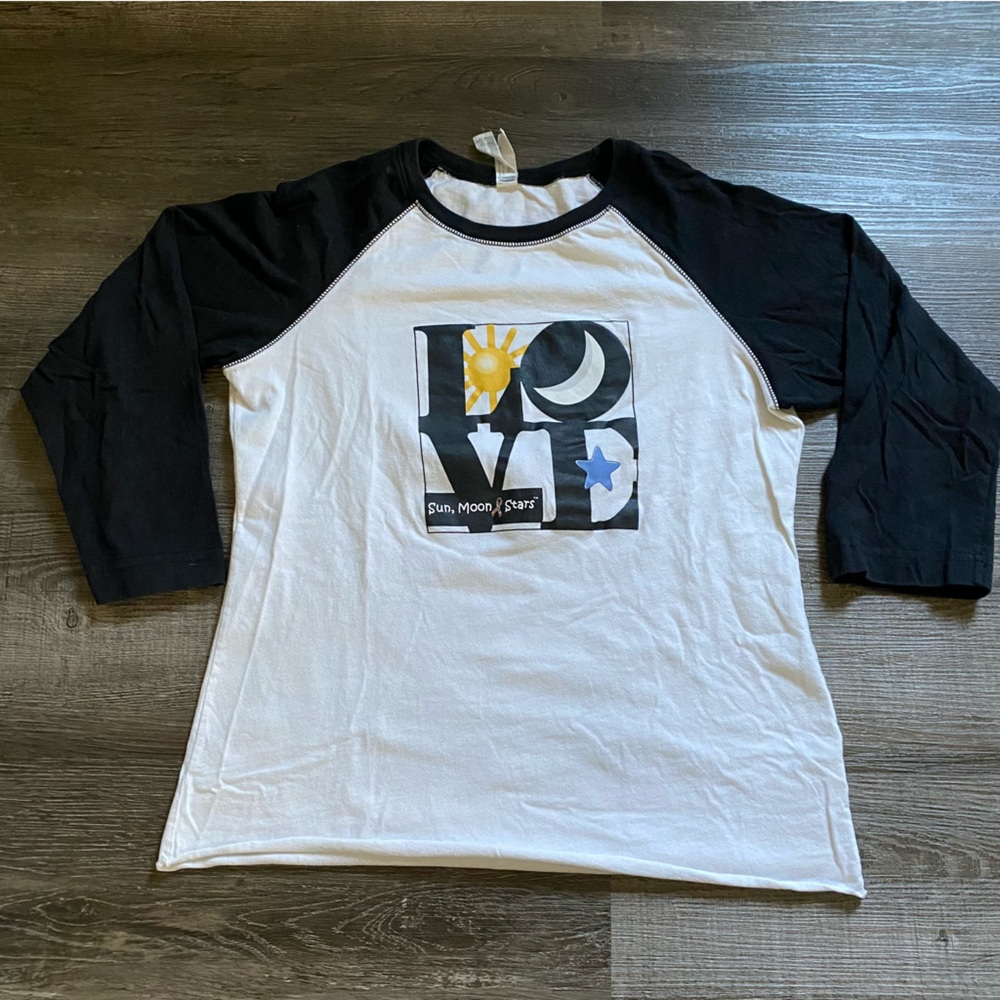 Black and White Long Sleeve Tee with Graphic Design